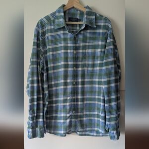 Vineyard Vines XL Linen Blend Shirt Green and Blue Casual Button Down